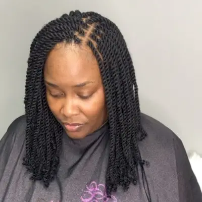 Easy medium twist braids for shoulder-length hair