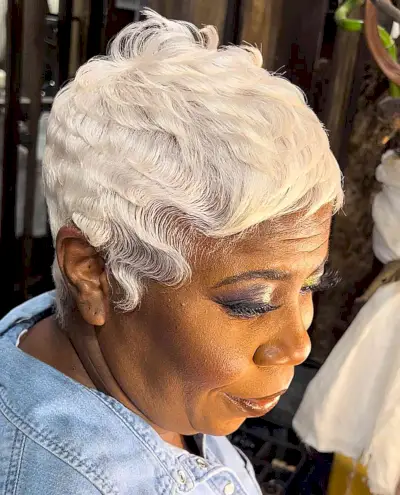 White Pixie with Finger Waves for Black Women