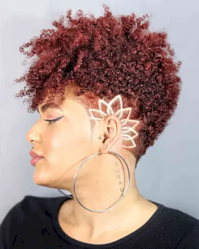 Pixie with Shaved Sides and Designs for Black Women