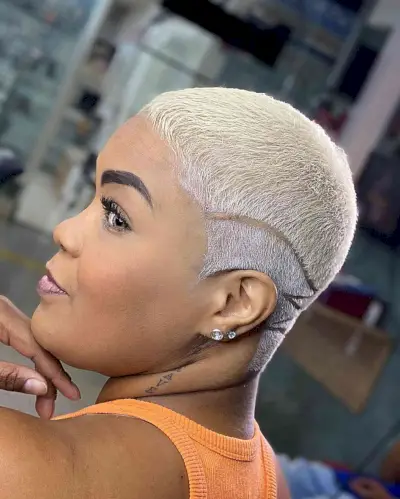 Sexy Platinum Pixie Cut with Designs for Black Women