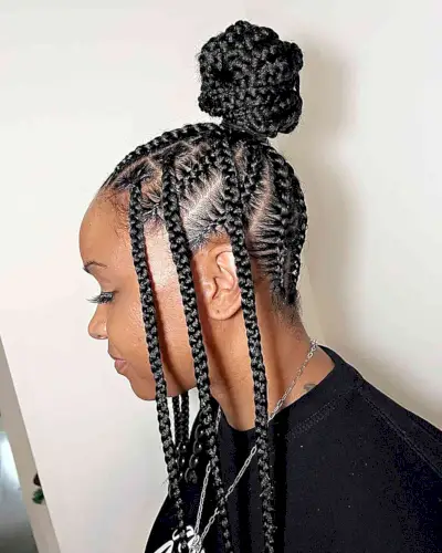 Chunky Braids Bun Updo