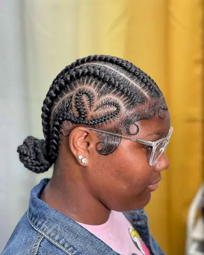 Low Stitch Bun with Knotless Braids