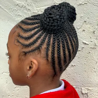 Cute Braided Bun Style for Little Black Girl