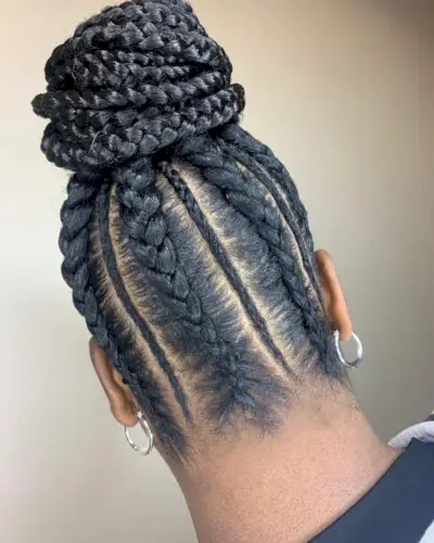 Braided Top Bun for an African American Woman