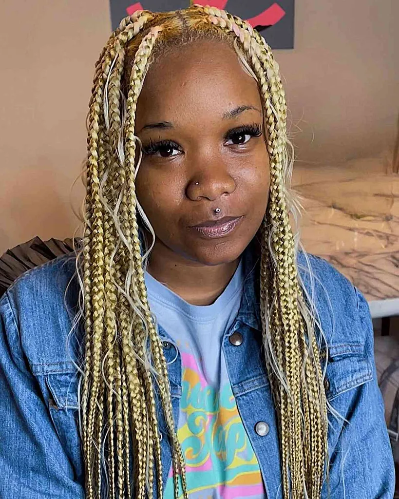 Blonde Jumbo Box Braids' title=