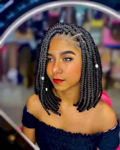 Medium-Length Box Braids Style for black women