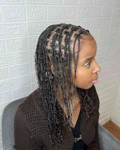 Mid-Length Bohemian Small Knotless Braids for Girls