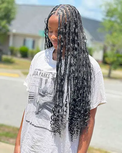 Knotless Long Boho Box Braids with Spring Twists