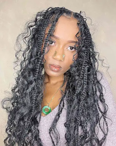 Longer-Length Messy Boho Knotless Braids