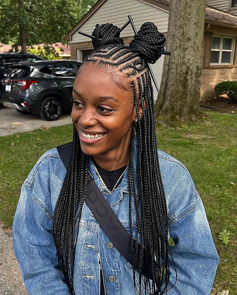 三つ編みお団子が復活中: それを証明する 35 の例をご紹介します' title=