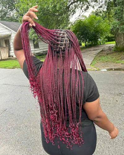 Black and red box braids