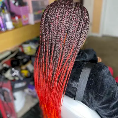 Dark to light red ombre box braids