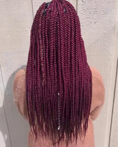 Maroon red box braids