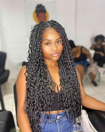 Bohemian Box Braid Style for Black Ladies