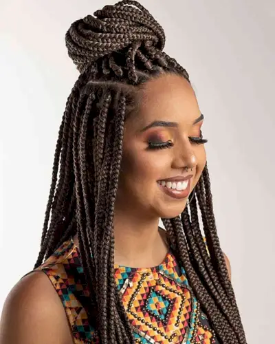 Half Up, Half Down Box Braids