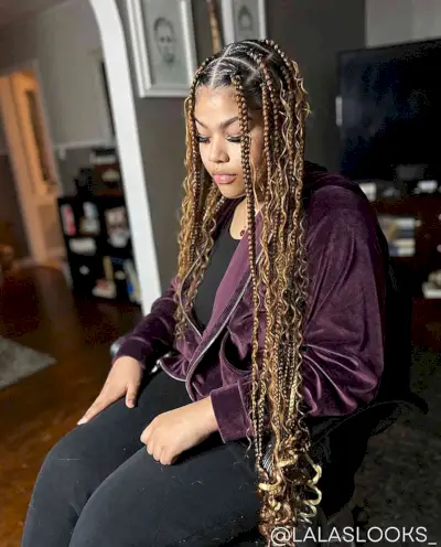 Long Bohemian Knotless Braids With Color Box Braids