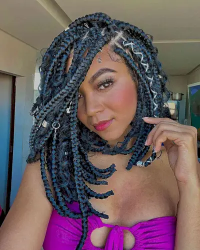 Box Braids with Cuffs and Strings