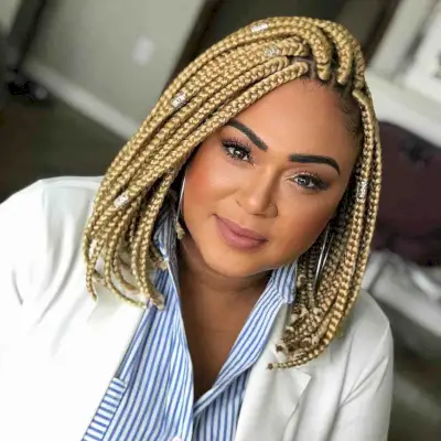 Bright Blonde Box Braids for Black Ladies