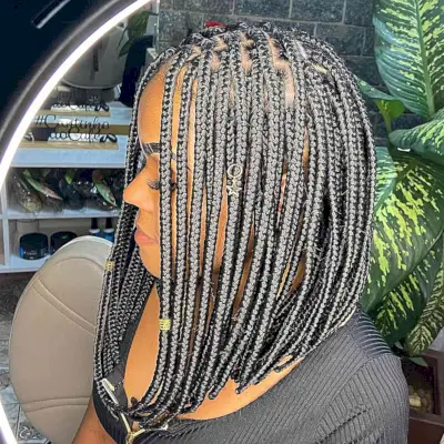 Stunning Box Braids on a Long Bob Style