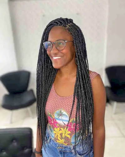 Medium to large box braids