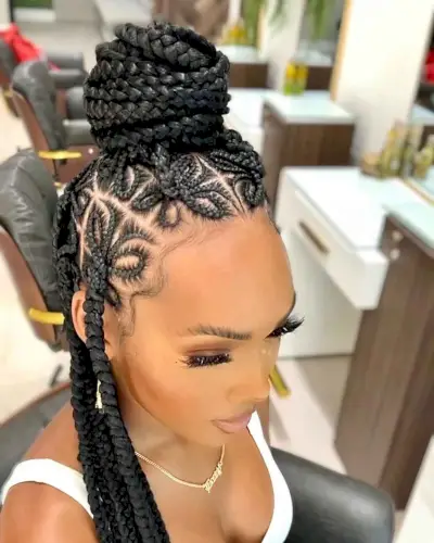 box braids bun