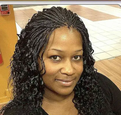 Half Micro Braids, Half Loose Curls for Mid-Length Hair