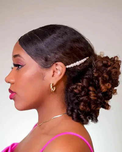 Sleek Updo with Coils for Black Ladies