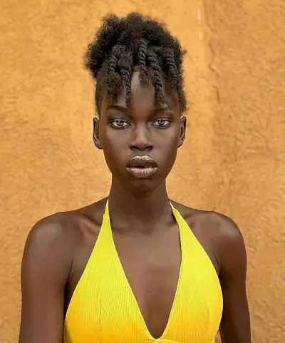 Afro Updo Puff with Twist Bangs for Black Women