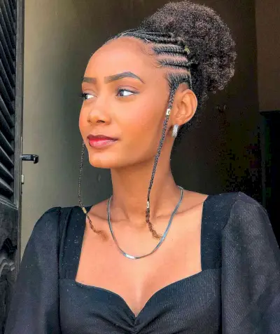 Gorgeous High Bun with Fulani Braids