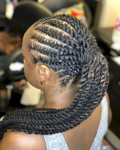 Unique high kinky ponytail