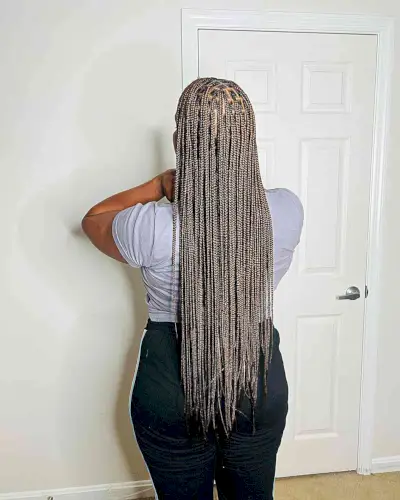 Butt-Length Small Box Braids without Knots for Black Women