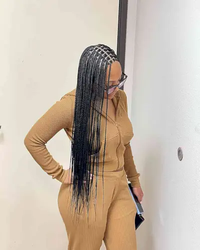 Very Long Center-Parted Small Knotless Braids