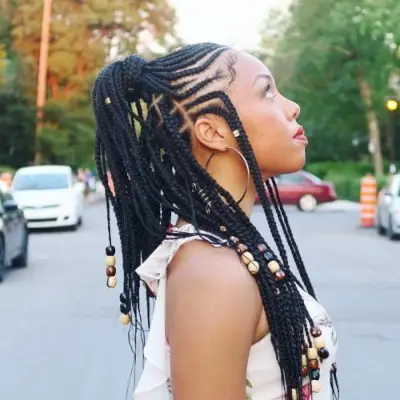 Feed-in braids with beads