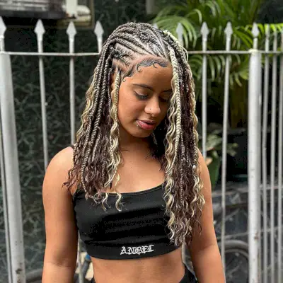 Blonde Feed-In Braids with Sleek Edges