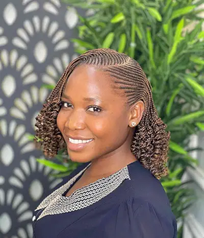 Classic Feed-In Braids with Curly Ends for Black Women