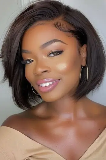 Bob con peinado corto con parte lateral profunda para mujeres negras.