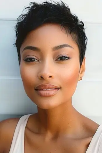 Peinado corto texturizado Pixie para mujeres negras.