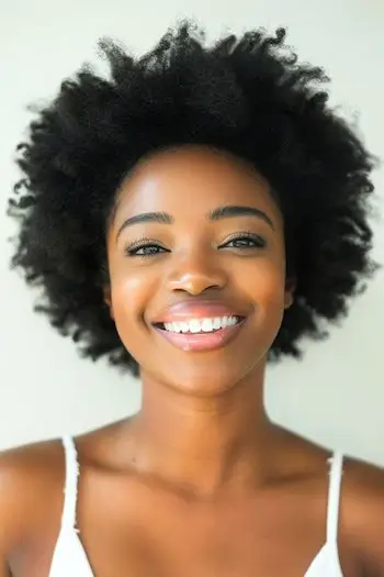 Peinado afro corto y cónico para mujeres negras.