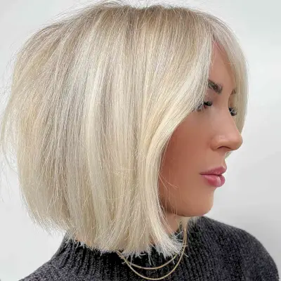 Adorable White Champagne Blonde Bob