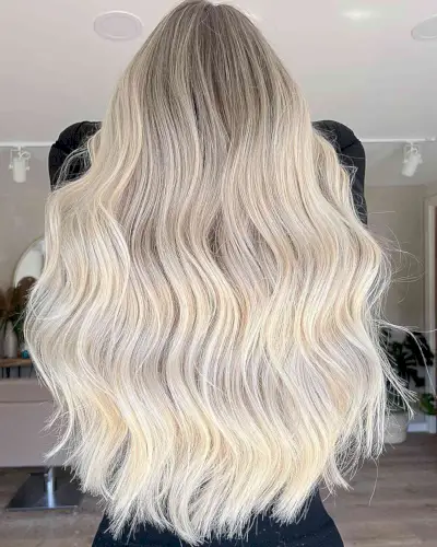 Rooted White Blonde Hair with Bright Ends