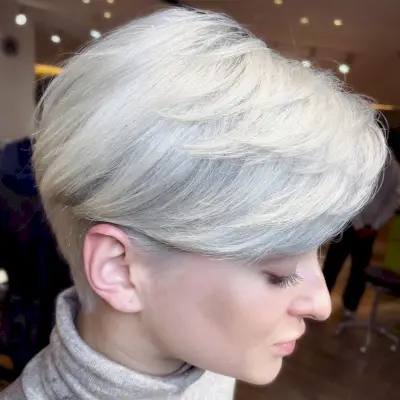 Trendy Short Hair with a White Blonde Hue