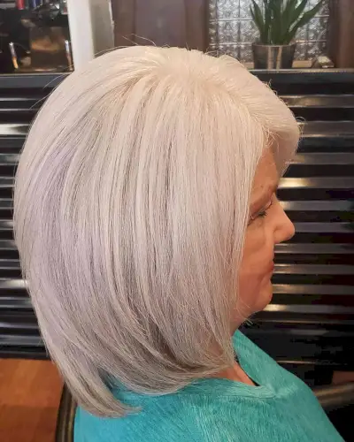 Sweet white blonde bob for older women