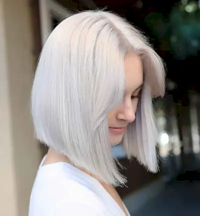 sleek white a-line bob