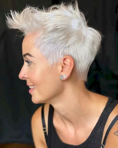 white blonde spiky pixie cut