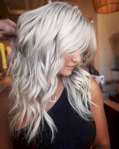 Mid-Length Waves for Ice White Blonde Hair