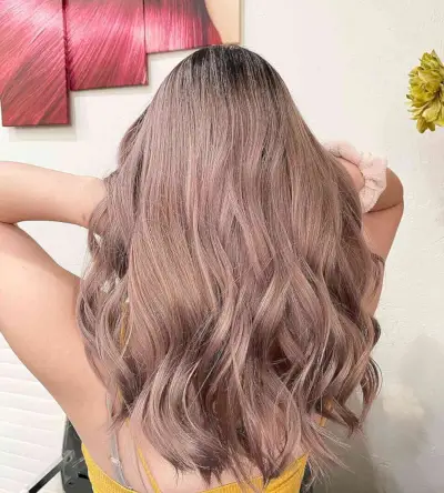 Muted Strawberry Blonde with a Root Smudge