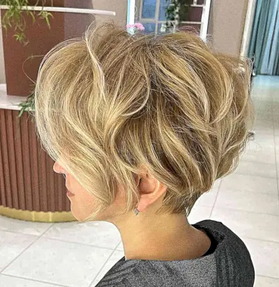 Short Blonde Messy Hairdo for women with thick hair