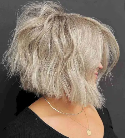 Light Blonde Hair Color for Short Blunt Shag Cut