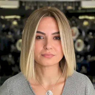 one-length cool blonde bob