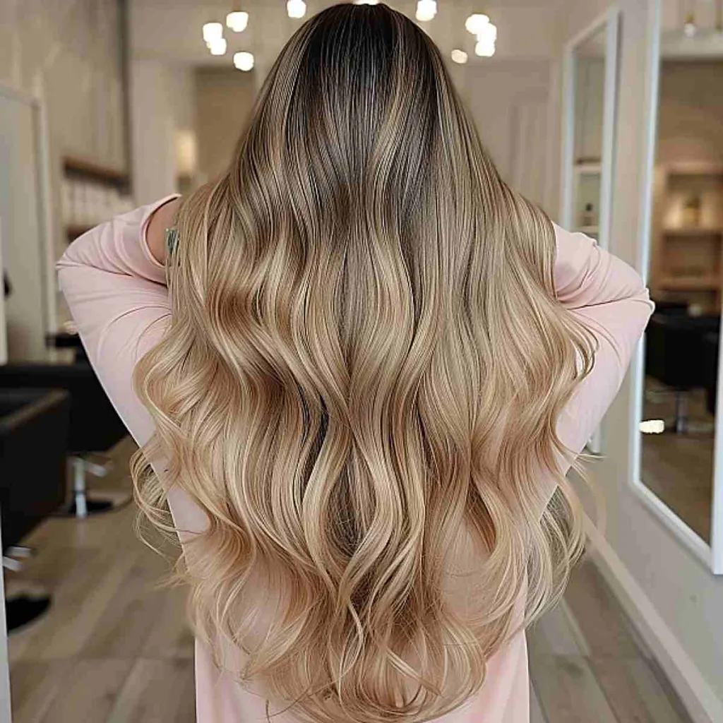 ダークブロンドのルーツを持つスイートハニーブロンド' title=